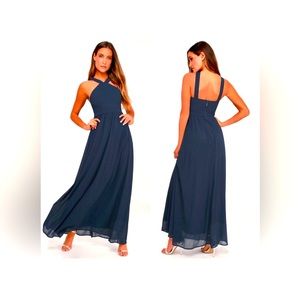 Navy blue floor length dress